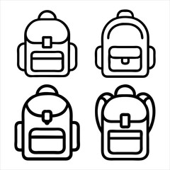 Obraz premium Four outline styles of backpacks for school and travel convenience vector