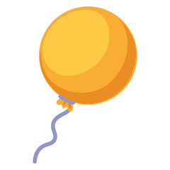 A single bright orange balloon with a light blue string floats against a transparent background creating a festive and celebratory atmosphere perfect for party decorations and event themes.