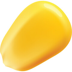 A Single Bright Yellow Corn Kernel Isolated on a Transparent Background with Realistic Texture and Shading