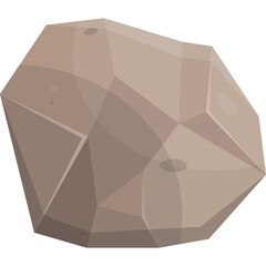 A single brown angular rock with smooth surfaces and light brown shading casting soft shadows against a clean transparent background in natural lighting