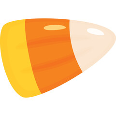 A Single Candy Corn Shape With Orange Yellow And White Sections On A Transparent Background A Classic Halloween Treat