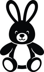 Cute black sitting bunny rabbit icon vector illustration childlike adorable toy animal simple graphic design vector