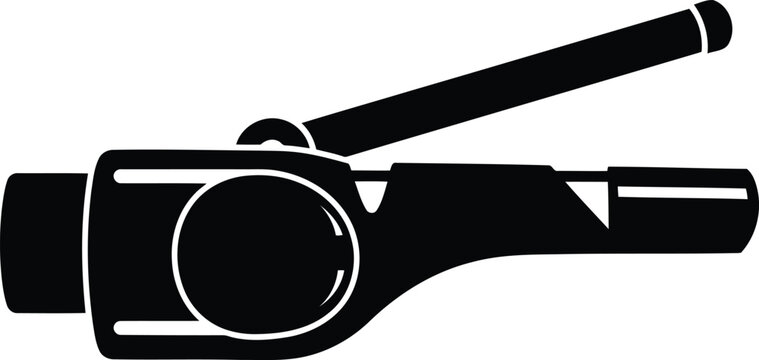 Industrial locking clamp lever mechanism component simple silhouette isolated on white vector