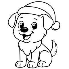 ilustracion de un perro con gorro de navidad