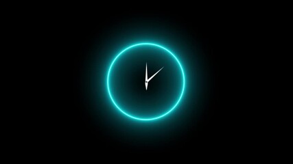 animation dial circle timer watch wall clock analog clock alarm clock animated sign symbol with black Glowing neon Clock icon analog clock on the black background animation icon watch timer animated - Powered by Adobe