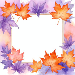 Vibrant autumn orange and purple maple leaves form a beautiful border with empty space ready for Halloween messages or designs, capturing the fall spirit Generative AI