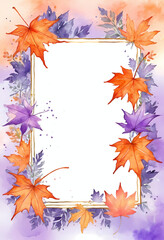 This watercolor design features striking orange and purple maple leaves set against a soft autumn background. It offers plenty of copy space to create festive messages Generative AI