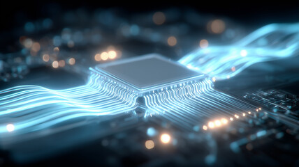 Processor with flowing pathways to portray high throughput and the efficient transfer of data across integrated circuits for reliable computing.
