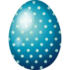 A Single Teal Blue Easter Egg Decorated With Small Light Blue Polka Dots With A Shiny Reflective Surface And A Transparent Background