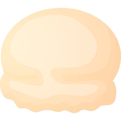 A single scoop of pale yellow ice cream with a smooth texture on a transparent background