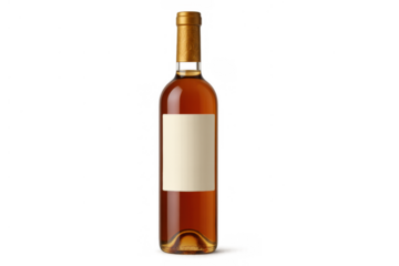 Rosé wine bottle with blank label, offering a customizable product mockup template on transparent background