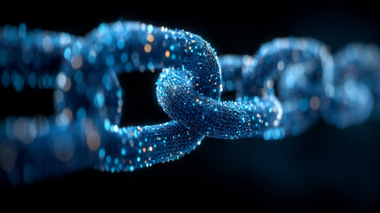Digital chain link symbolizing trust, encryption, and resilient connections across networks.
