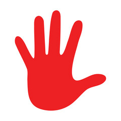 Left hand icon with red color