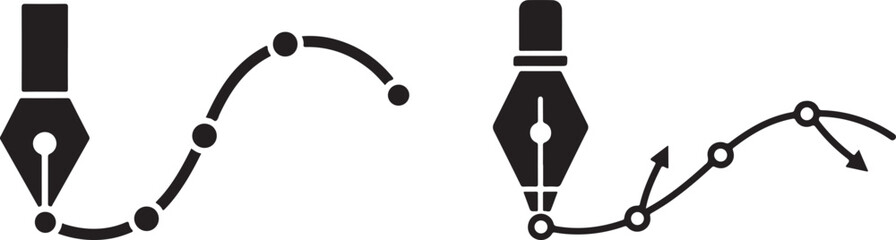 Pen Tool Vector Path Icons with Bezier Curves and Anchor Points © Muhammad