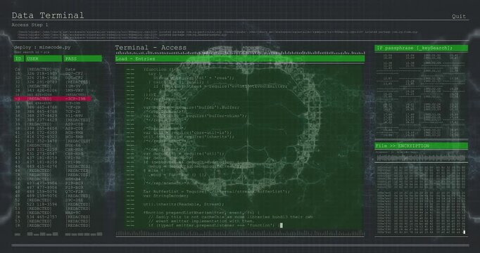 While UI outline appearing, interface loading header, UIDs, code and pulsing schematic for capture