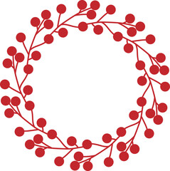 Fototapeta premium 열매-리스-열매리스-크리스마스-크리스마스리스-빨간열매-원-원형-테두리-틀-프레임-단순한
