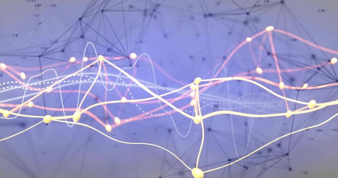 Upon mesh appearing, three streams flowing across frame, nodes pulsing showing data interplay