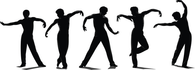 Dance silhouette, expressive movement, choreography pose, graceful dancer, performing arts, shadow figure, artistic motion, elegant stance, dramatic lighting, fluid gesture