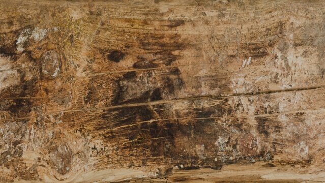 Close up detailed texture of aged weathered natural wooden surface with rustic patterns and