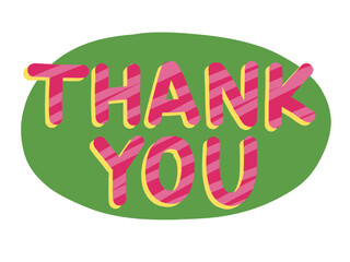 red green Thank you – colorful typography lettering illustration on green heart background 