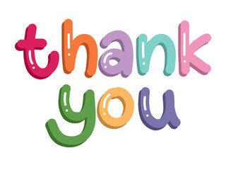 Rainbow colourful thank you – colorful typography lettering illustration 