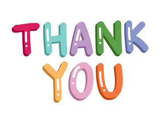 Rainbow colourful thank you – colorful typography lettering illustration 