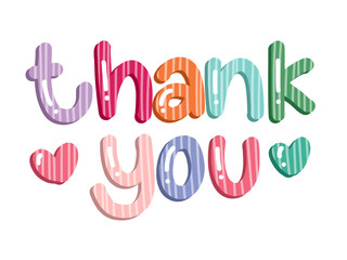 Rainbow colourful Stripes thank you – colorful typography lettering illustration 