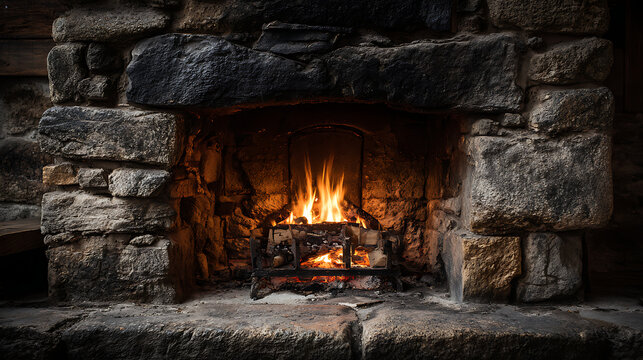 wood burning in fireplace
