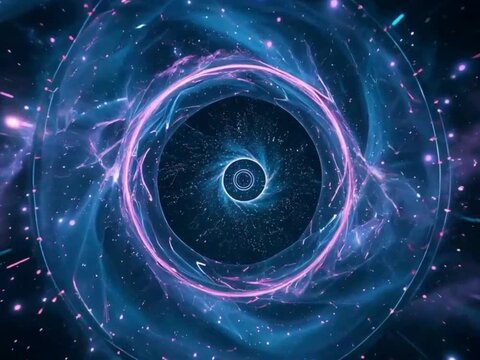 Infinite galaxy loop animation filled with glowing stars, colorful nebulae, and abstract light waves. Perfect for sci-fi and digital visuals.
