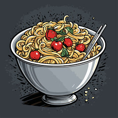 noodle food cartoon vector