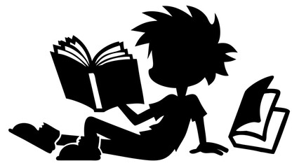 Engaging young reader absorbed in a captivating book, another book rests nearby, inviting exploration and knowledge, fostering imagination and learning