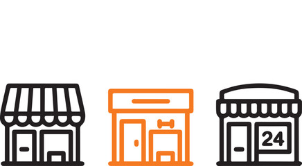 Set of Shop and Store Outline Icons
