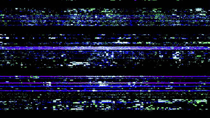 Abstract glitch art pattern with neon blue and purple digital noise effects vector