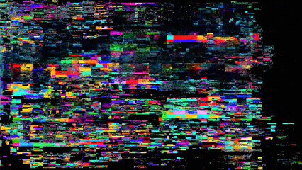 Abstract digital glitch art vibrant colors chaotic data stream texture background vector