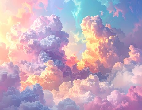 Pastel cloudscape, vibrant colors