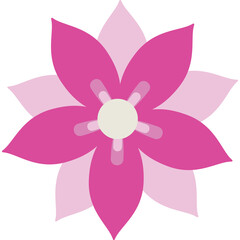 A stylized pink flower with multiple layers of petals and a light-colored center on a transparent background.