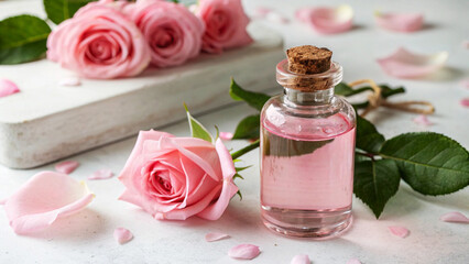 spa still life with pink rose petals