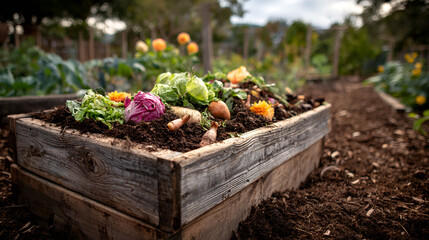 Organic Vegetables Harvested from Garden | Fresh Produce in Rustic Wooden Crate | Homegrown Veggies Ready for the Table
