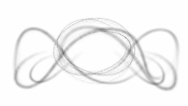 A stippled circle sits among blurred elliptical shapes