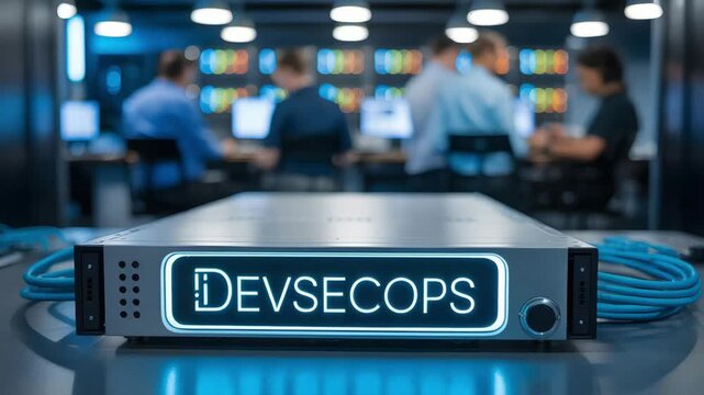 Secure Server Rack in a data center for the concept of Cybersecurity.