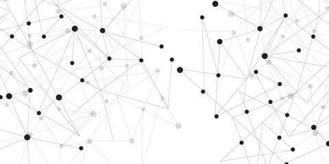 Technology abstract white digital background of connected dot with black line .many squares and rectangle shapes .Internet connection network high digital technology with connecting points and