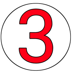 Bright Red Number 3 on Red Circle Background – Bold Colorful Typography Design, Simple Graphic Illustration for Education, Poster, or Digital Artwork