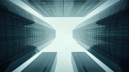 Worms eye view of shanghai skyscrapers. Ideal for urban backgrounds, architectural concepts, cityscape designs, and modern business presentations.