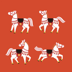 2026 Year of the Horse Japanese New Year vector illustration set