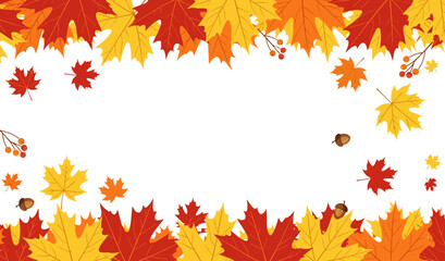 Autumn Leaves Fall on White Background Fall Season Vector Illustration