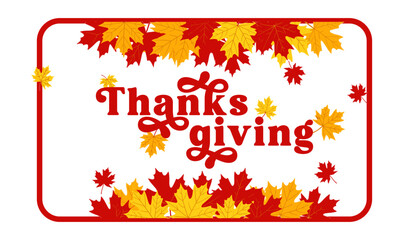 Thanksgiving Day Banner with Festive Autumn Leaves Holiday Celebration Background