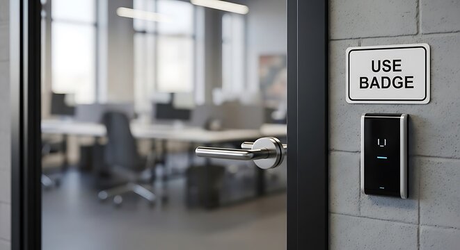 Office door access control system badge reader security