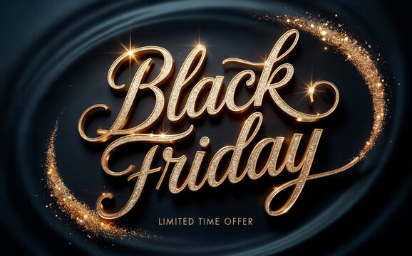 Gold Cursive Black Friday 2025 | Sparkle Luxury Banner