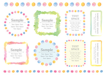 Watercolor Dot Frame Set – Colorful Round and Square Designs