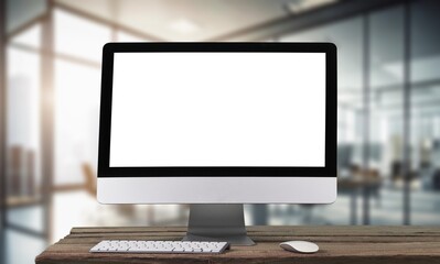 Modern laptop with a blank screen on the desk